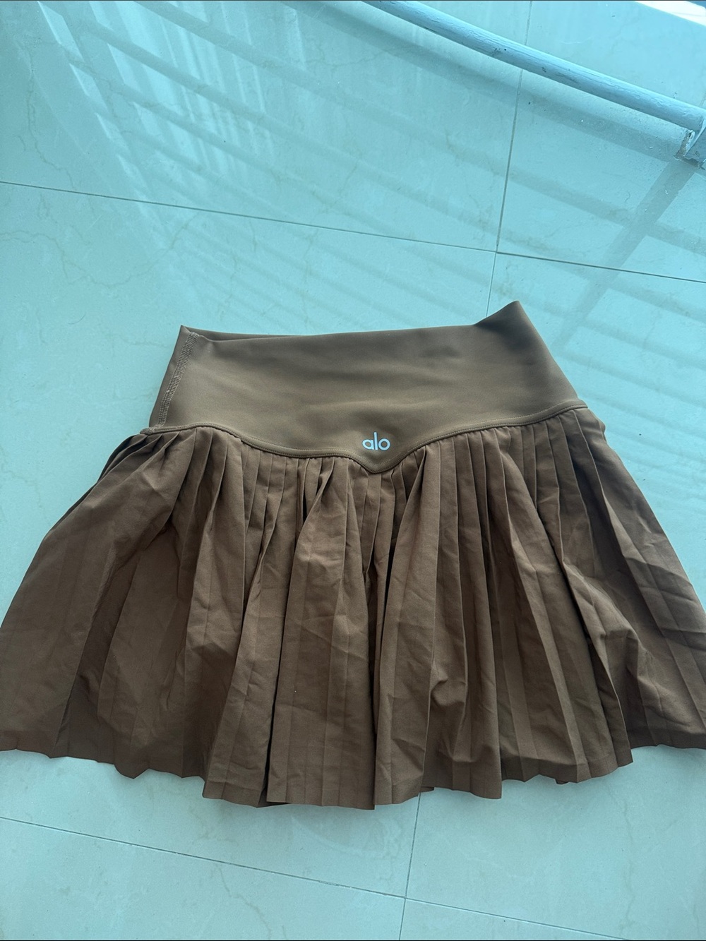 ALO Yoga Brown Pleated Mini Skirt